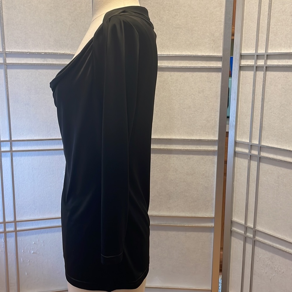 *Stunning Black Drop Neck Line Black 3/4 length Blouse Size M - Picture 4 of 5